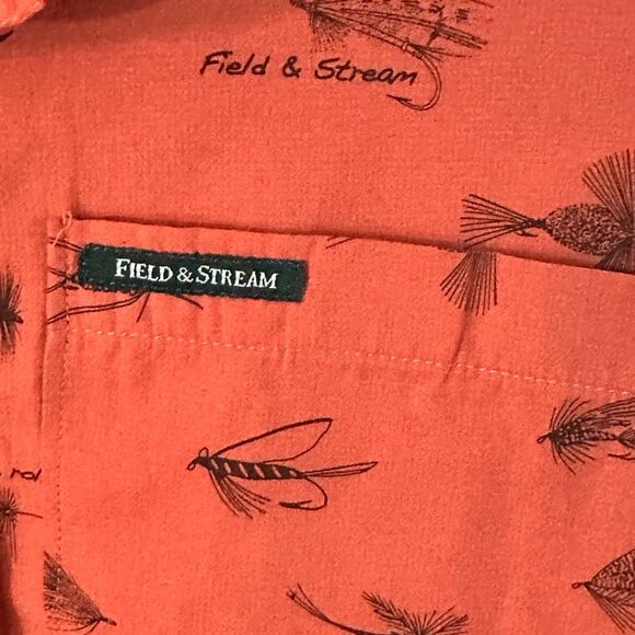 Field & Stream fly fishing print short sleeve button up shirt, Men's Size XL - Picture 4 of 9